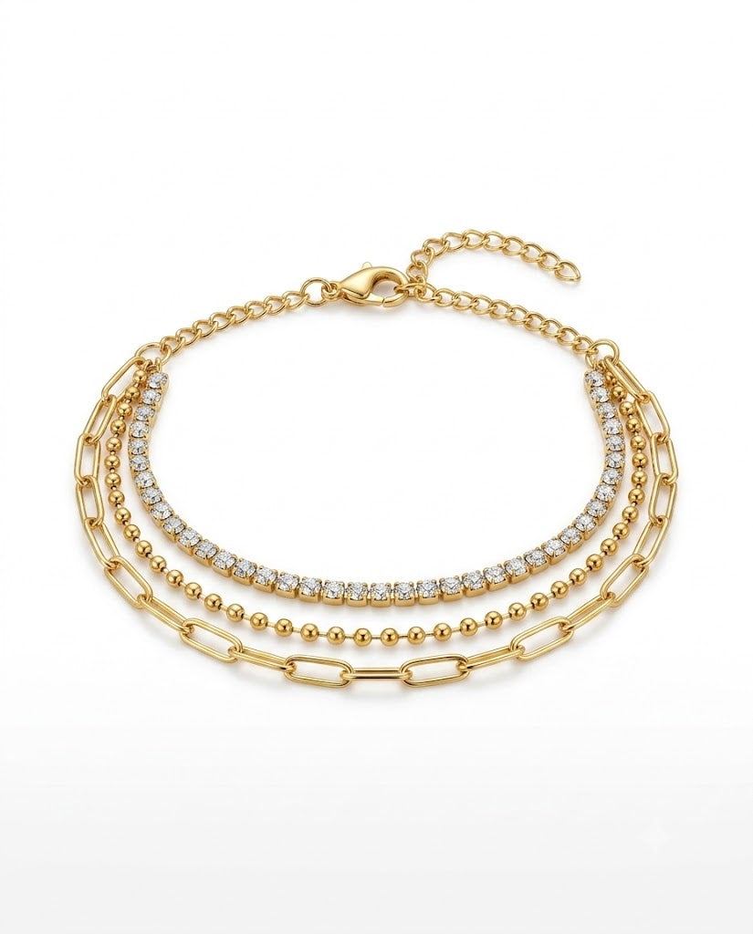Three Layered Gold Bracelet