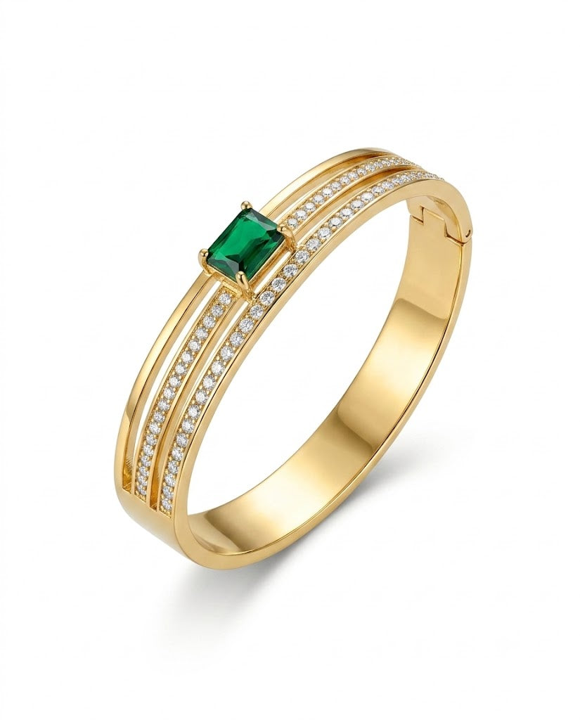 Aurelia Emerald Diamond 18K Gold Plated Band Bracelet
