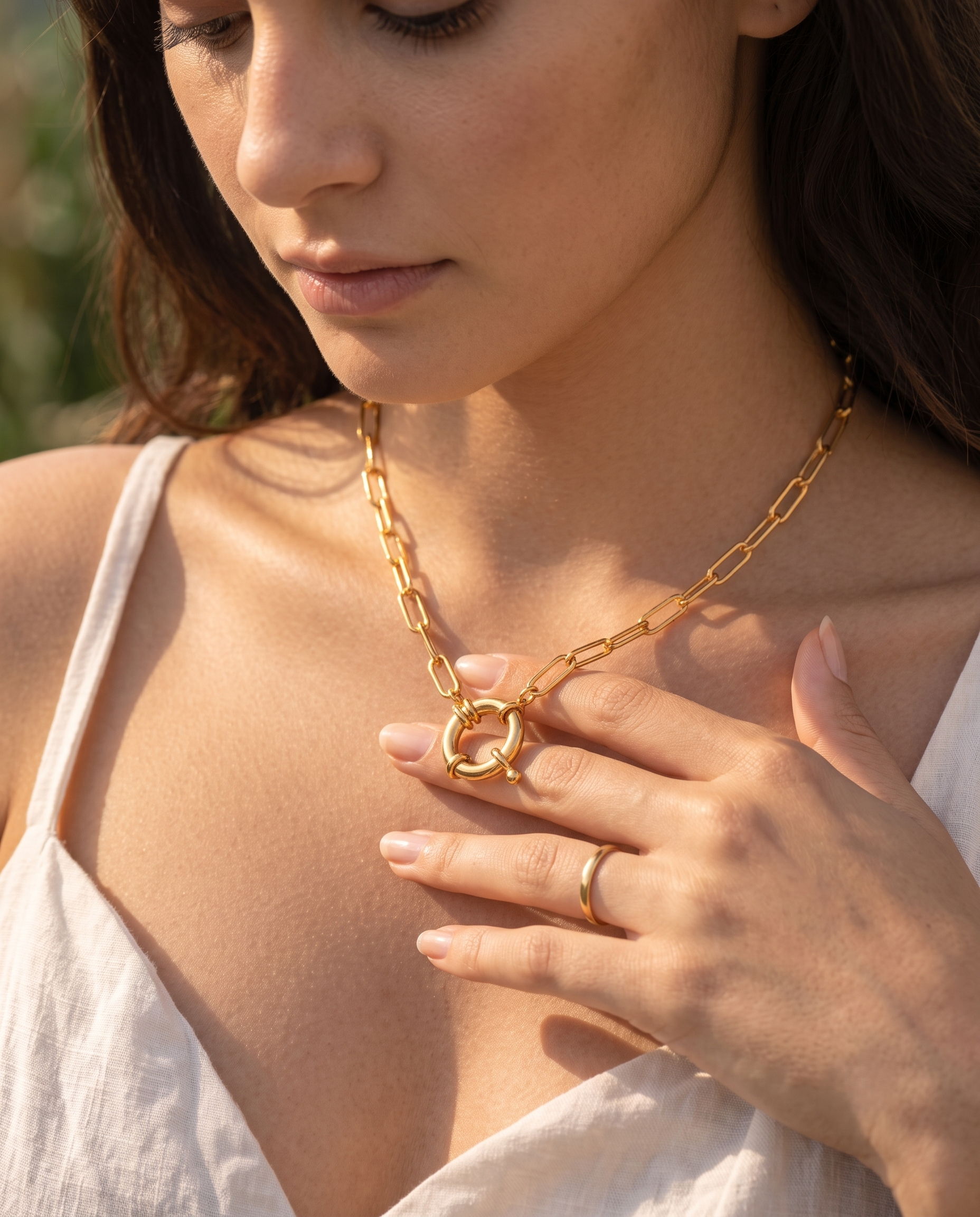 Aurora Paperclip Chain Necklace – Gold Plated Toggle Clasp | Anti-Tarnish | Waterproof
