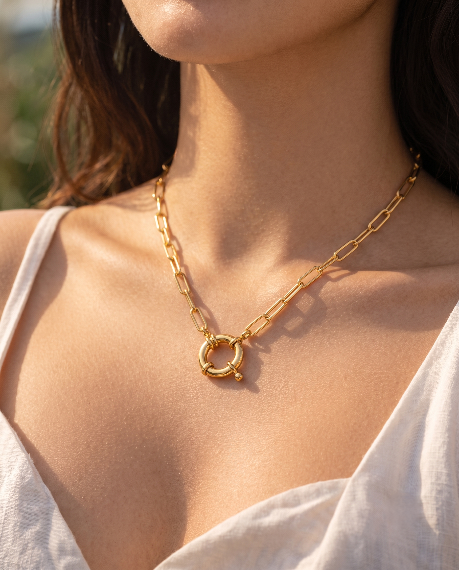 Aurora Paperclip Chain Necklace – Gold Plated Toggle Clasp | Anti-Tarnish | Waterproof