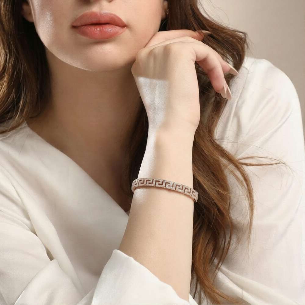 Elegant anti-tarnish premium Kada bracelet by Prifine, showcasing a smooth, polished silver-tone design on a plain background.