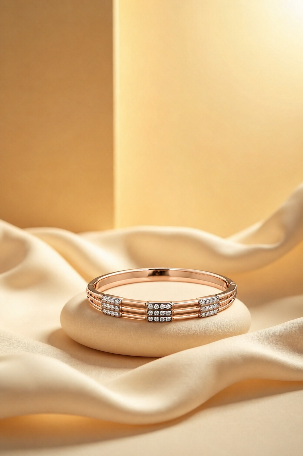 Elegant Prifine premium designer Kada bracelet for women, featuring intricate gold-toned metal design and stylish craftsmanship.