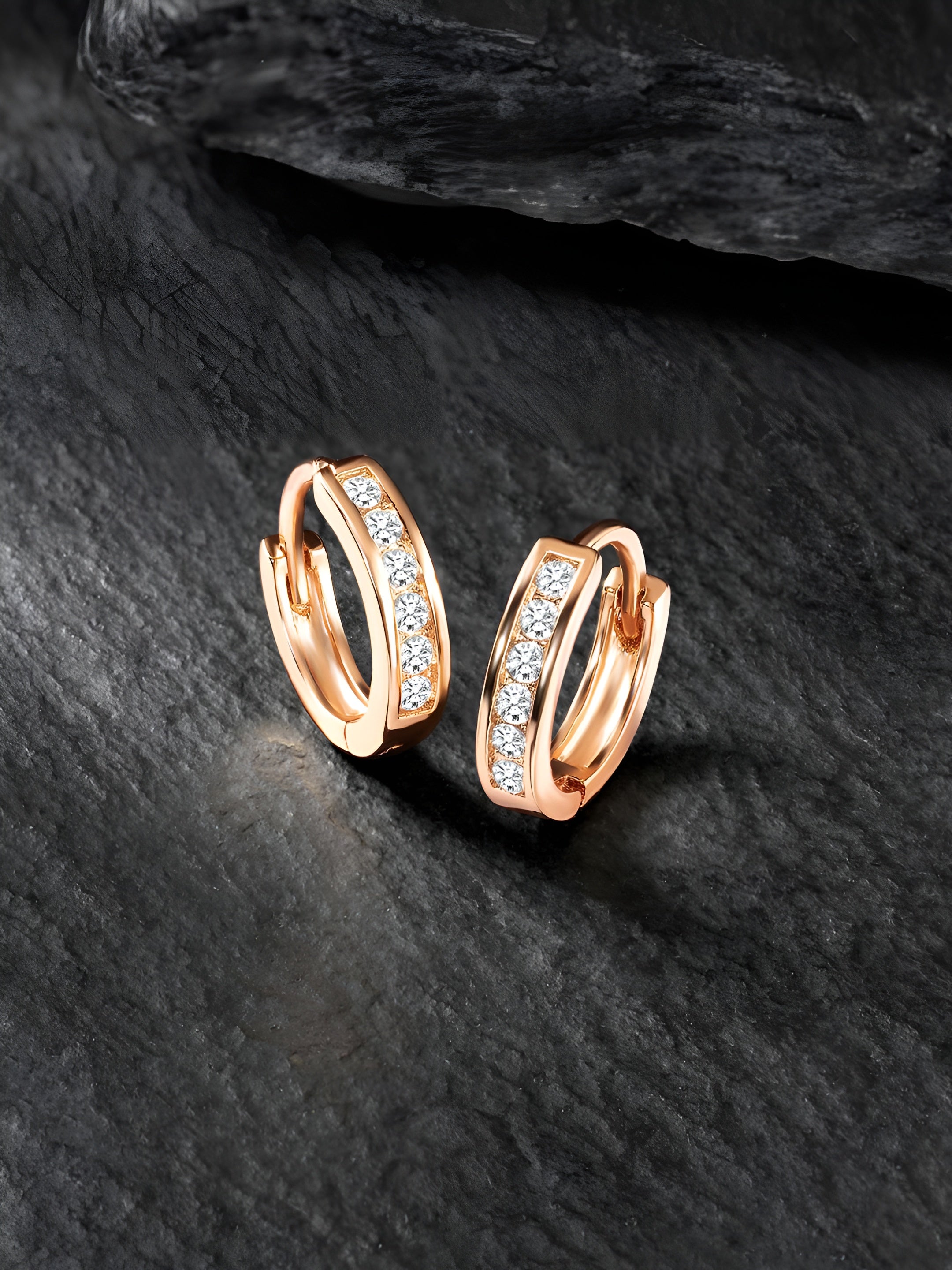 Prifine 18k gold-plated classic channel huggie hoops featuring a sleek, minimalist design for everyday wear.