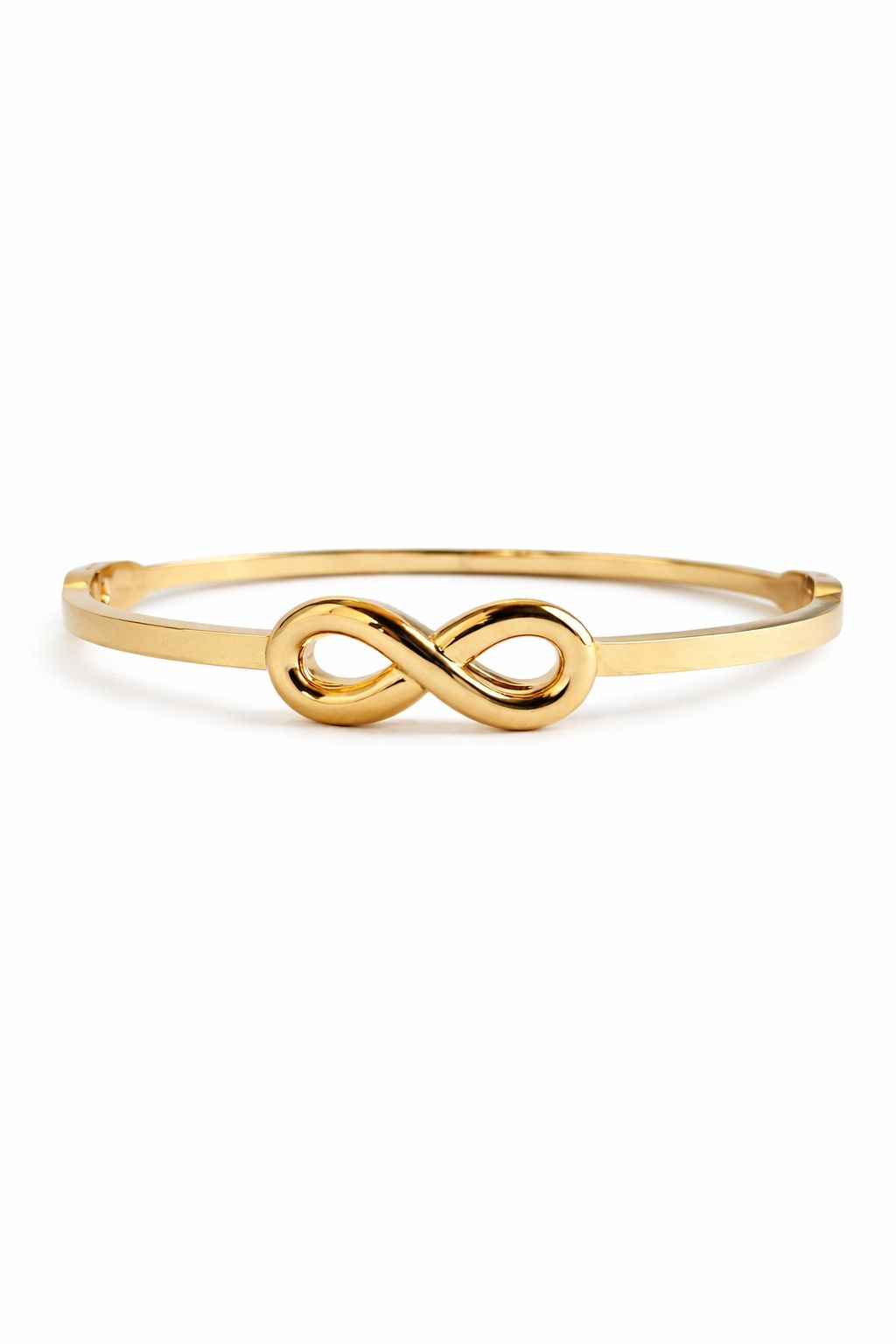 Gold-plated Infinity Elegance bracelet by Prifine with delicate chain and infinity charm on a neutral background.