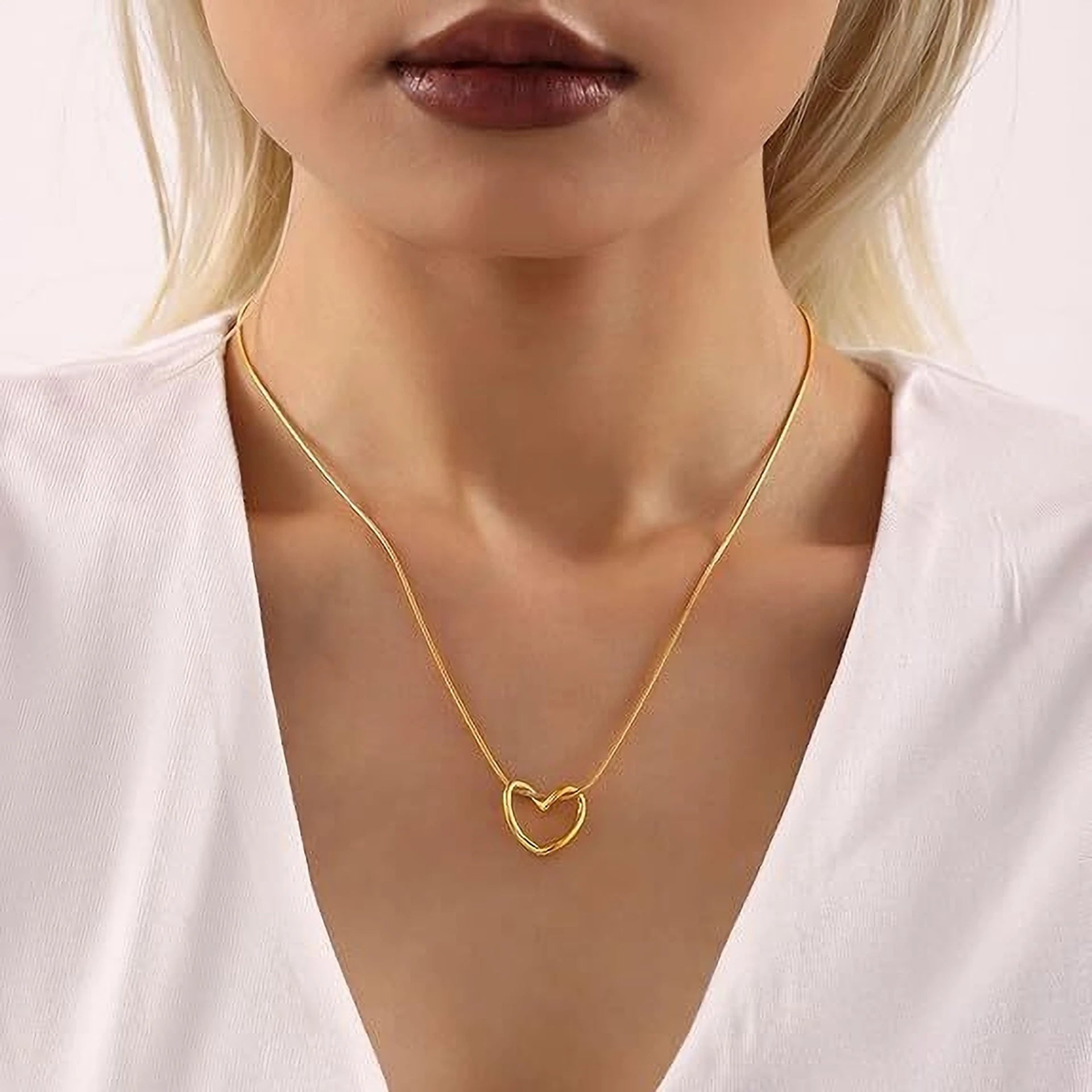Heart Pendant Anti-Tarnish Chain Necklace