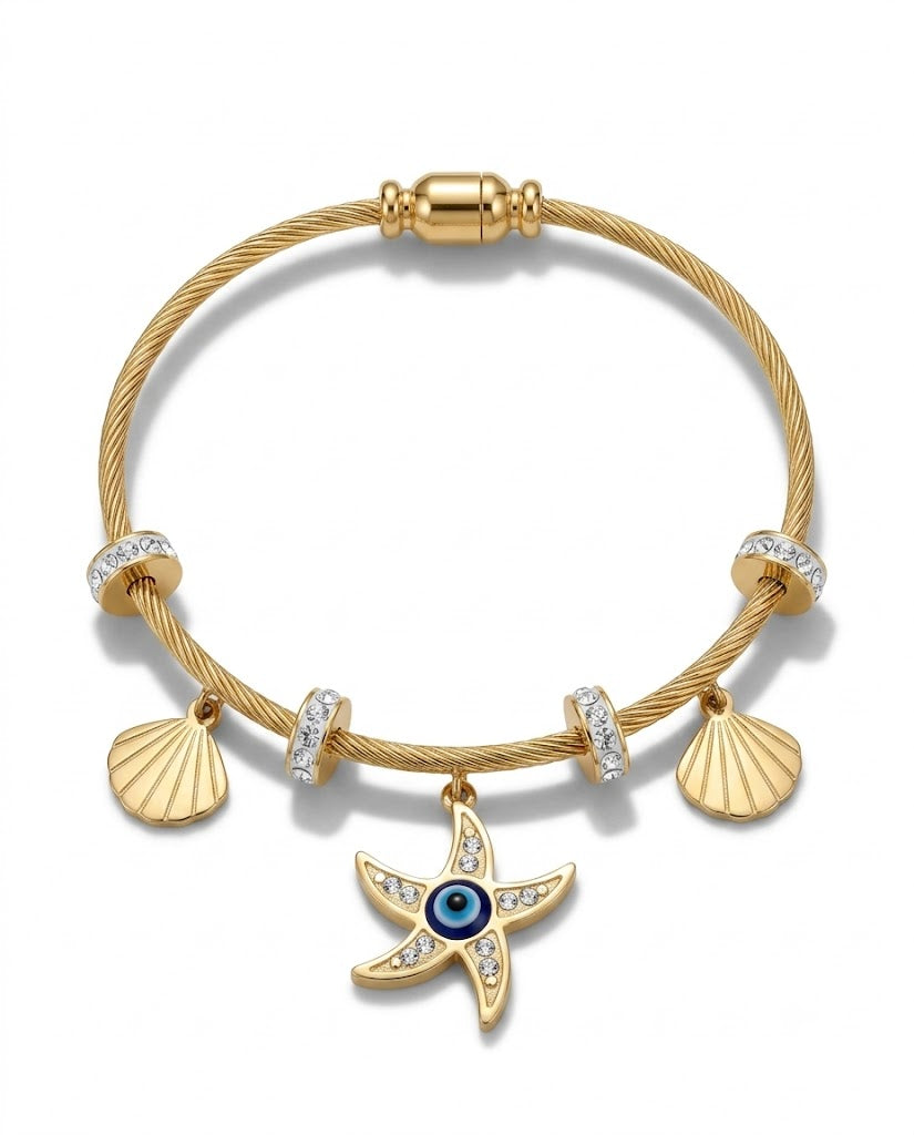 Elisha Diamond Charms 18K Gold Plated Women&
