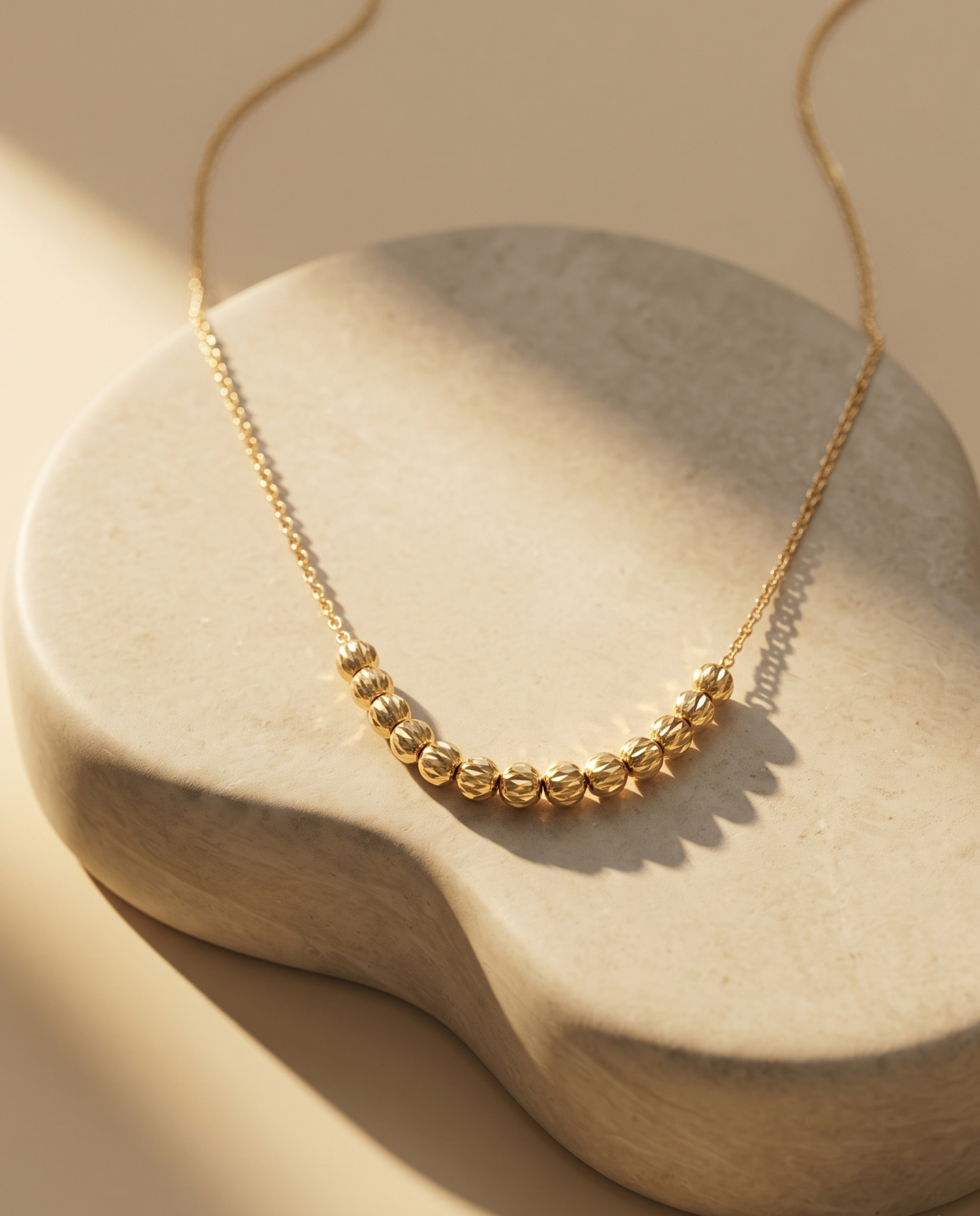 Minimalist Gold Beaded Necklace for Women | Dainty Everyday Chain | Anti-Tarnish | Elegant Layering Necklace
