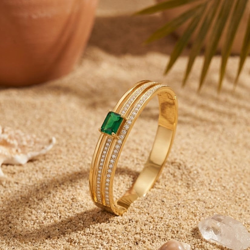 Aurelia Emerald Diamond 18K Gold Plated Band Bracelet
