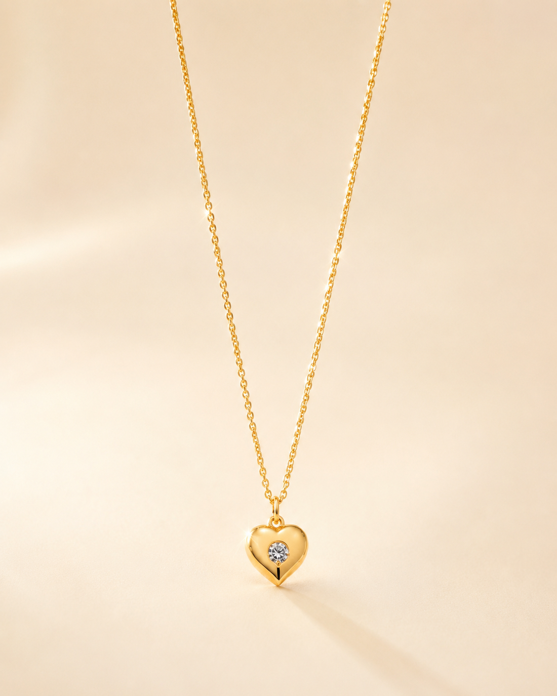 Celeste Heart Diamond Pendant Necklace – 18K Gold Vermeil | Minimal Heart Necklace