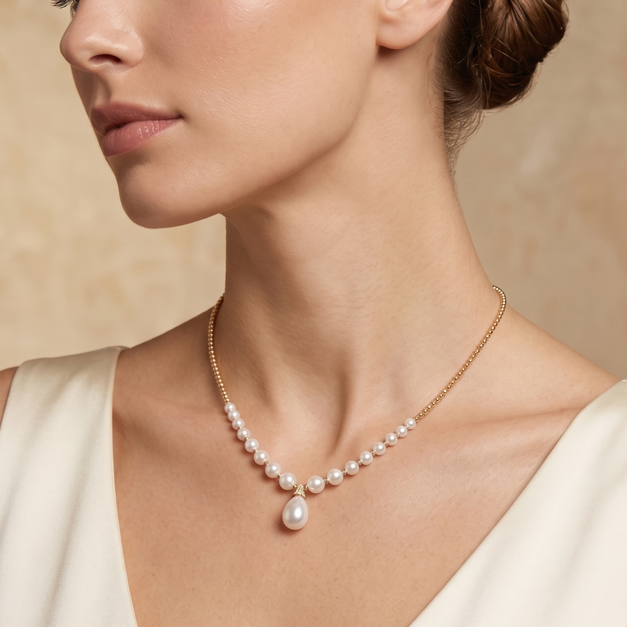 Prifine elegant teardrop pearl pendant necklace featuring a polished pearl on a delicate chain.