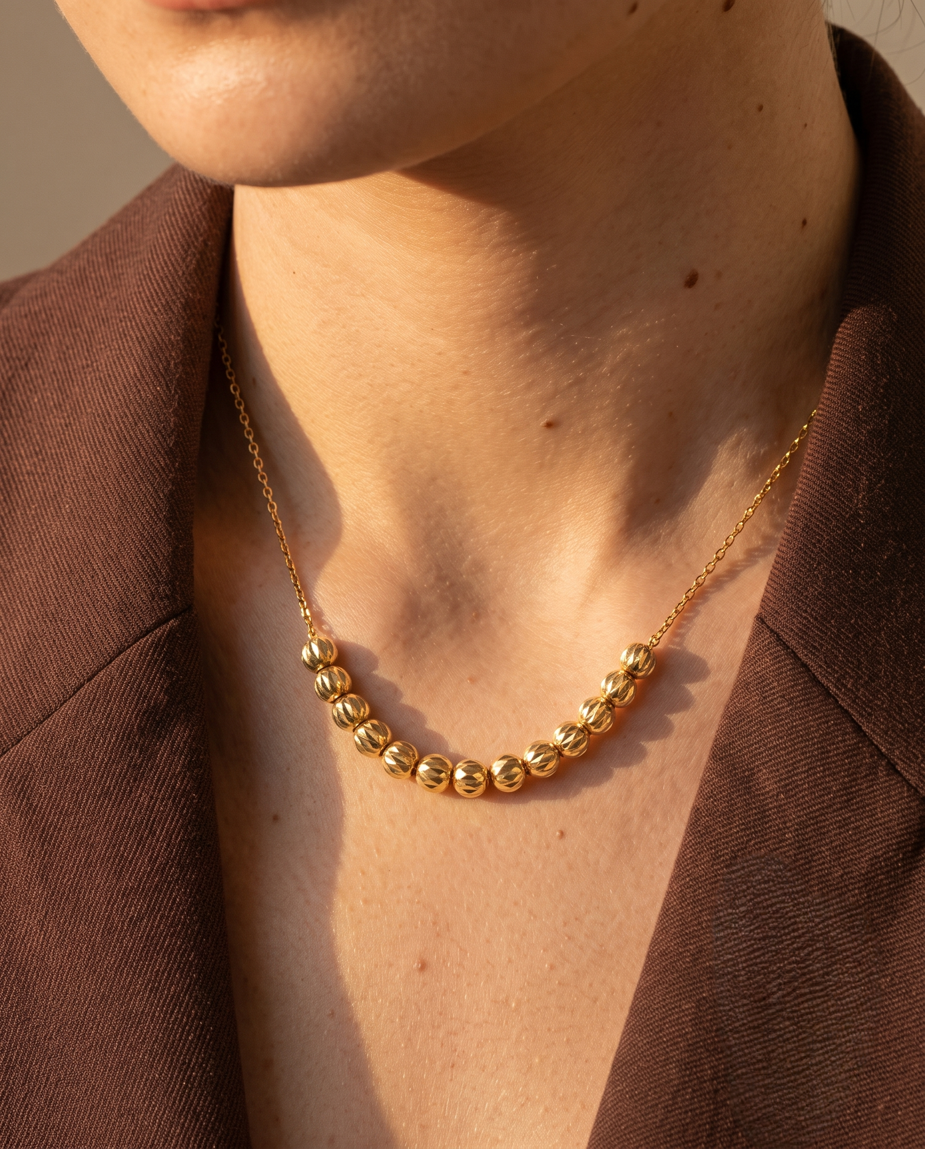Minimalist Gold Beaded Necklace for Women | Dainty Everyday Chain | Anti-Tarnish | Elegant Layering Necklace
