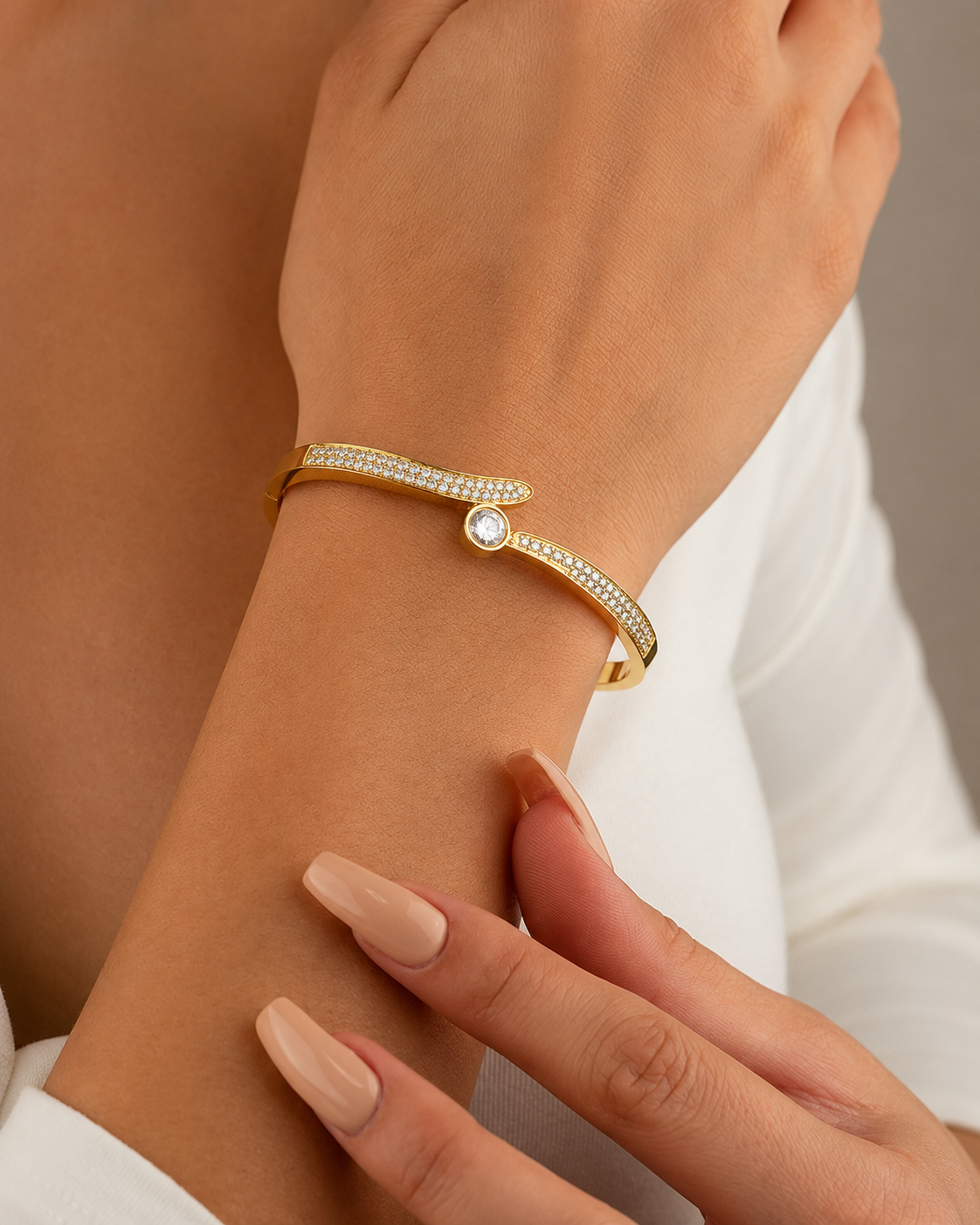 Radiant Sparkle Cuff Bracelet – 18K Gold Vermeil | Diamond Open Cuff Bracelet