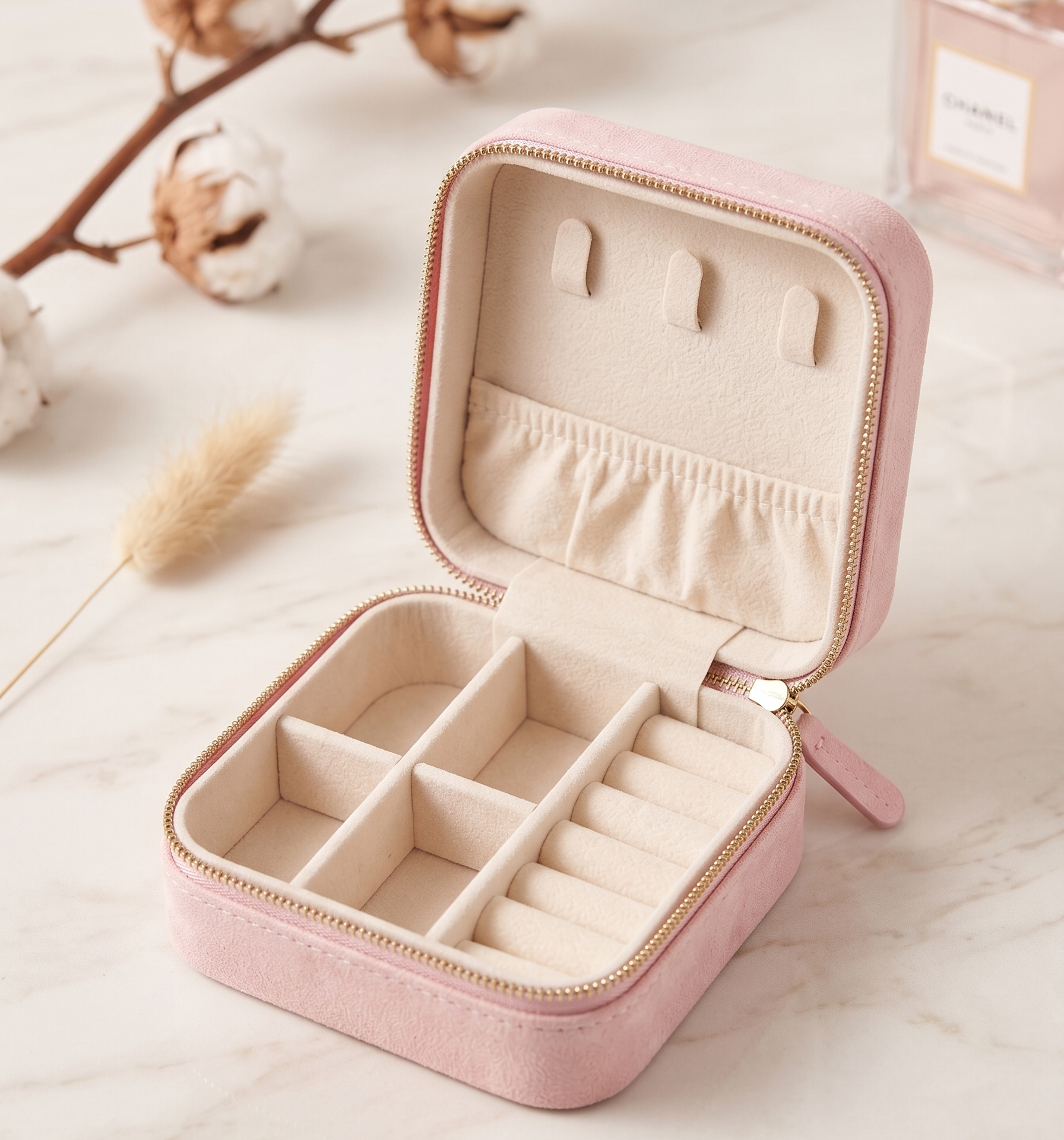 Premium Travel Jewelry Organizer Box | Portable Jewelry Storage Case for Rings, Earrings, Necklaces &amp; Bracelets