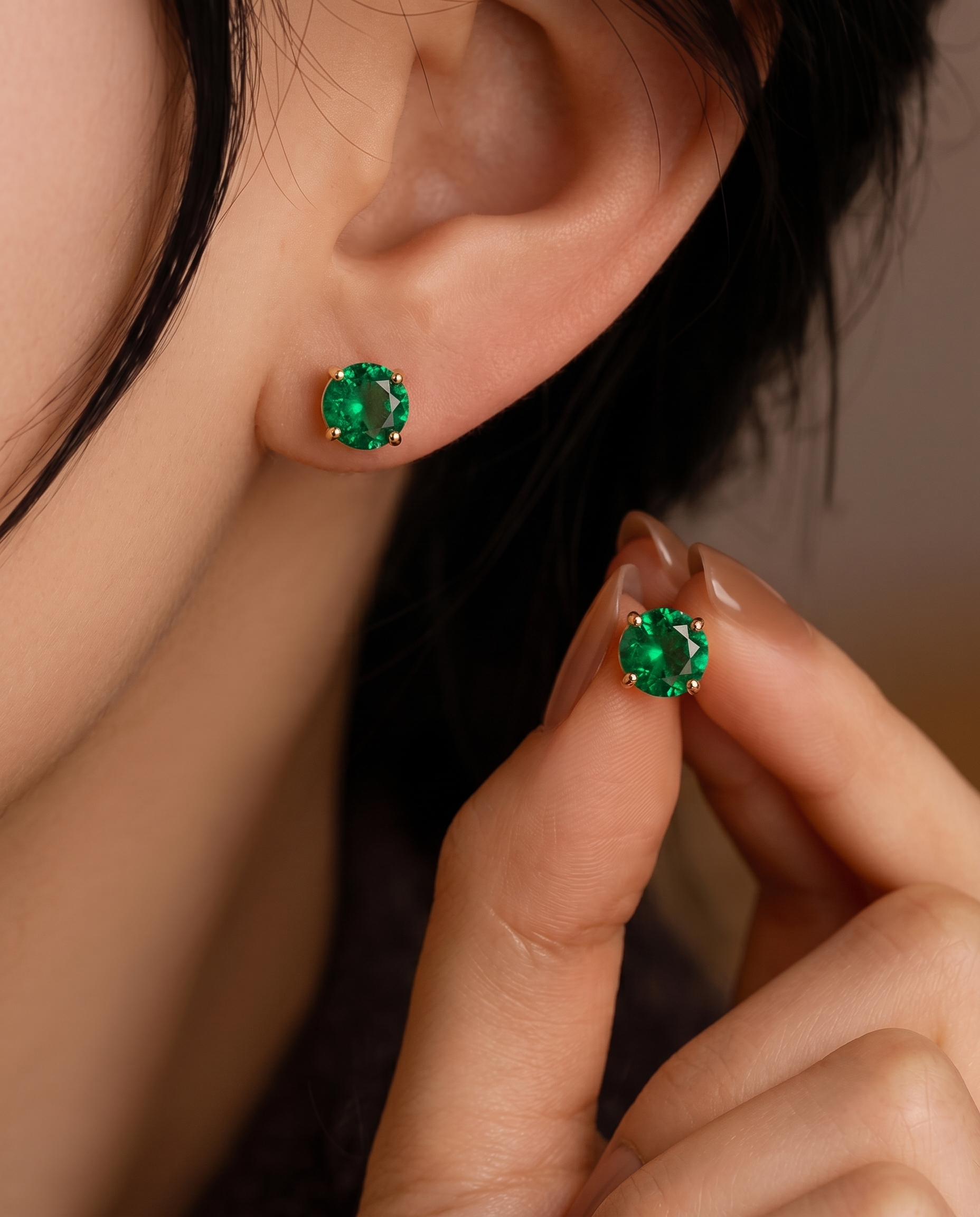 Emerald Green Crystal Necklace &amp; Stud Earrings Set for Women