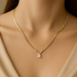Prifine 18k gold plated teardrop pendant herringbone necklace featuring a sleek, shiny chain and elegant teardrop charm.