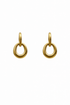 Prifine gold hoop drop earring with a sleek, modern design hanging from a delicate earring hook.