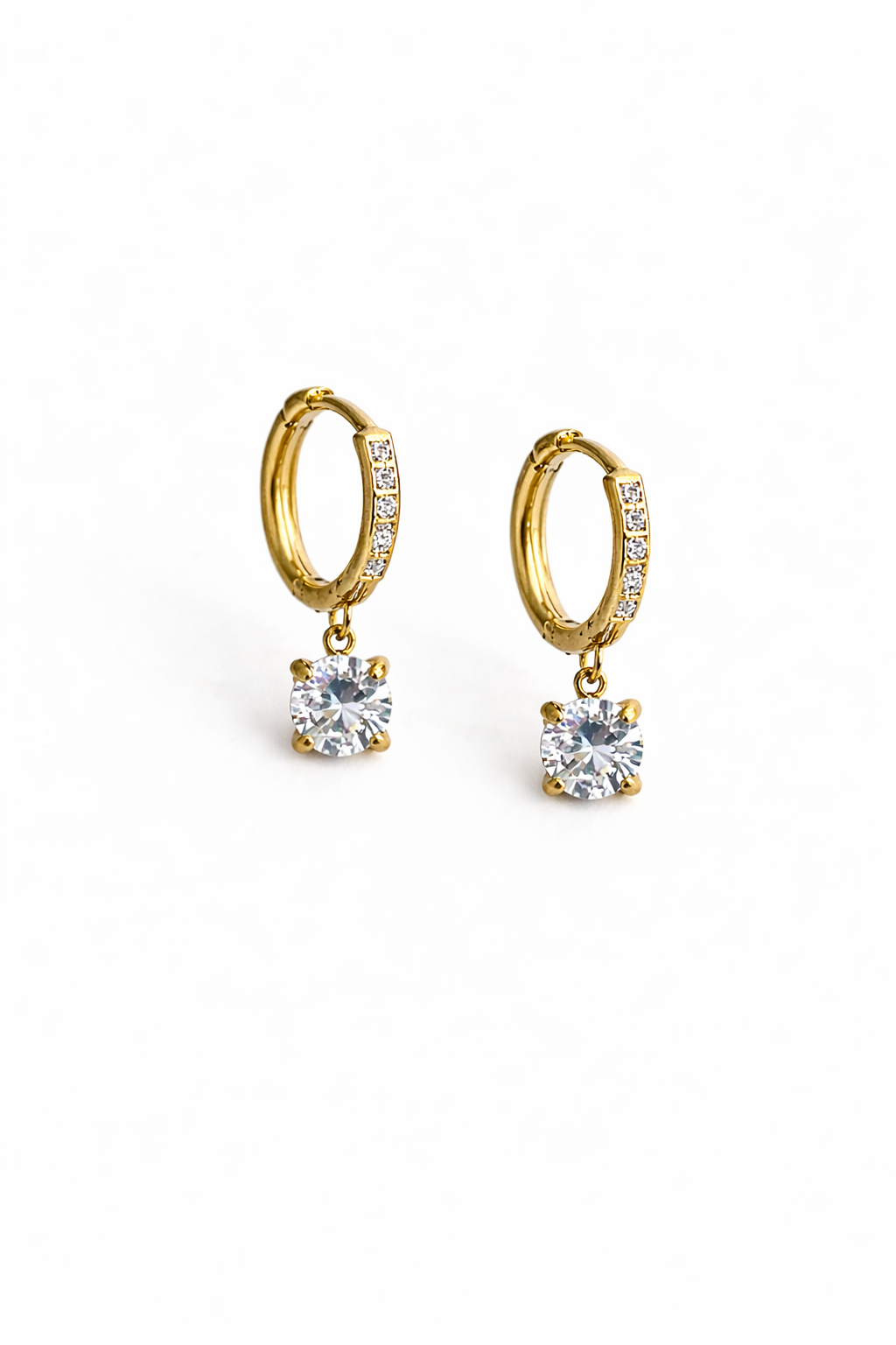 Solitaire Hoop Drop Earring