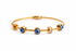Prifine evil eye bracelet with blue and white beads, protective jewelry on a neutral background