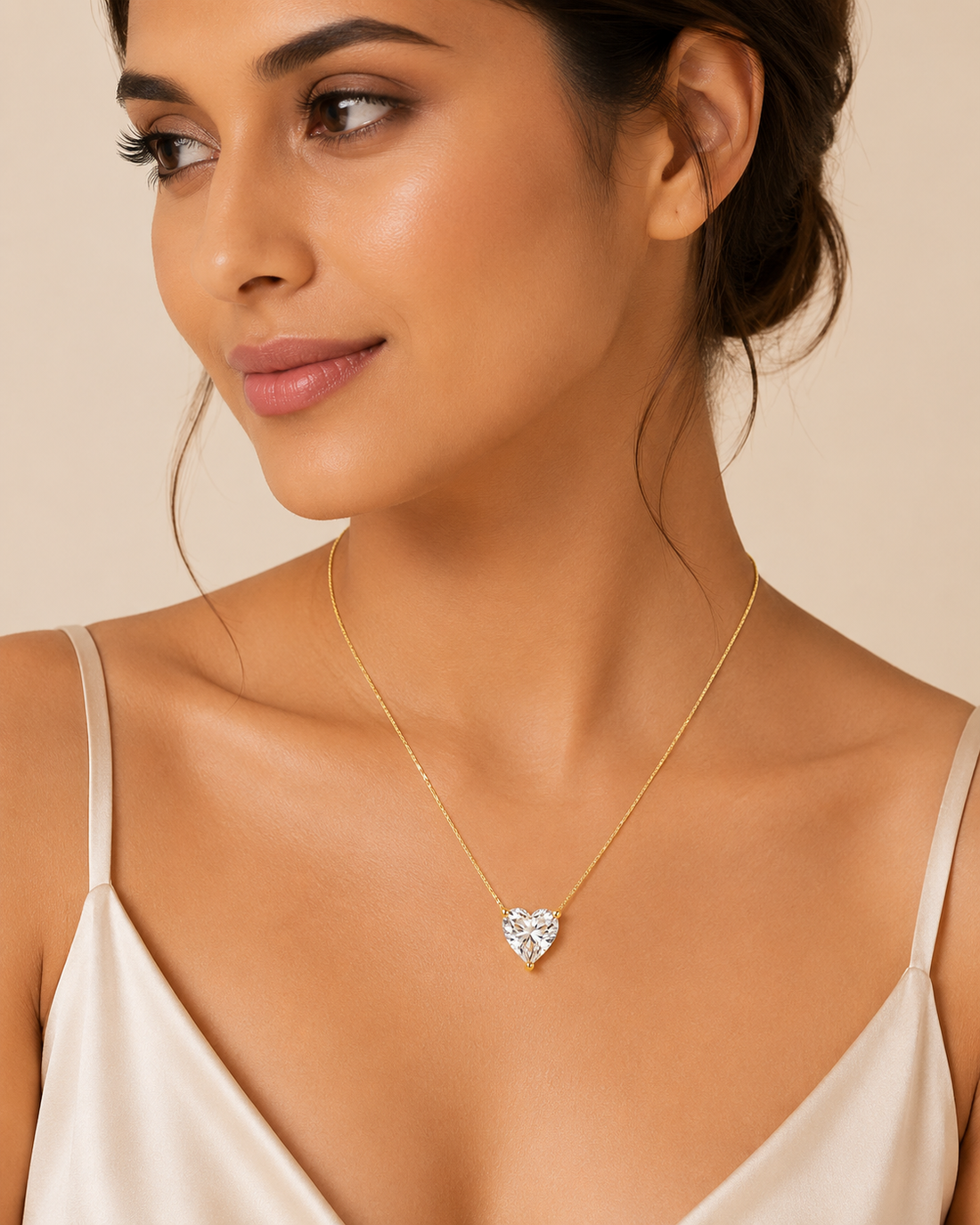 Delicate Solitaire Heart Diamond Necklace