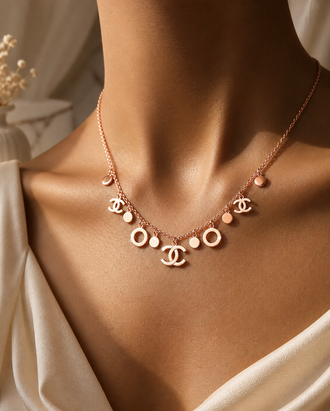 18k Gold-Plated Geometric Logo Charm Choker