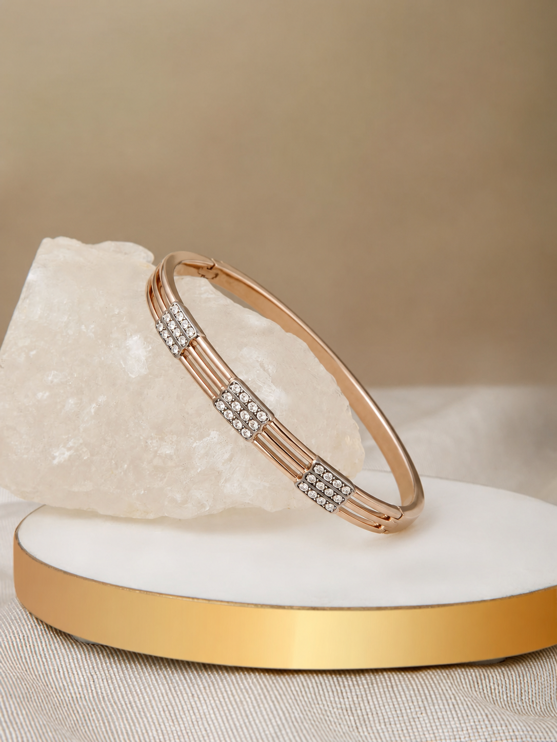Elegant Prifine premium designer kada bracelet for women, featuring intricate metalwork and stylish adornments.