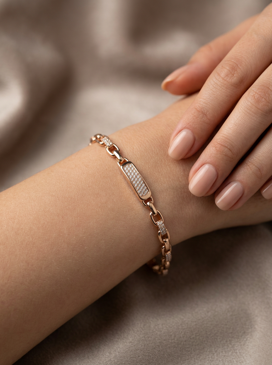 Prifine 18k gold-plated champagne mixed-cut tennis bracelet with sparkling gemstone array on a white background.