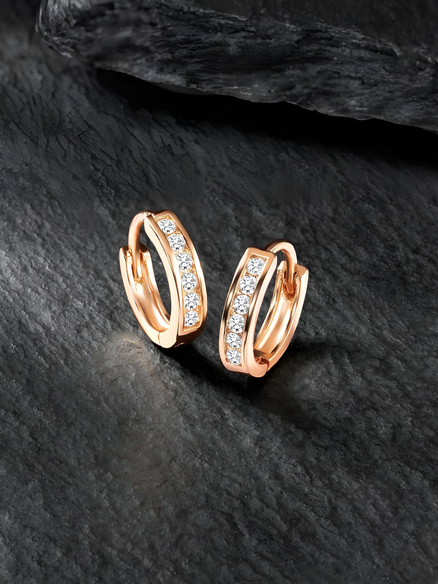 Prifine 18k gold-plated classic channel huggie hoops featuring a sleek, minimalist design for everyday wear.