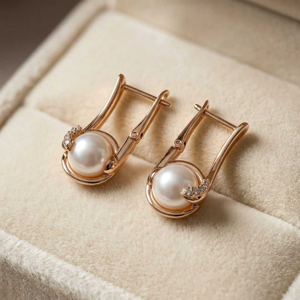 18k Gold-Plated Contemporary Pearl Loop Earrings