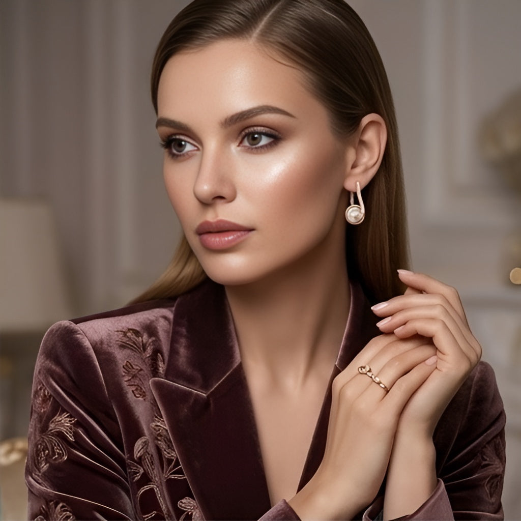 18k Gold-Plated Contemporary Pearl Loop Earrings