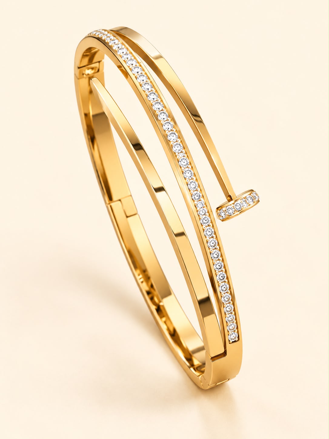Waterproof 18K Gold Plated Nail Cuff Bracelet for Women