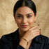 Prifine golden bamboo bracelet with smooth, polished bamboo beads and adjustable cord for a stylish, natural accessory.