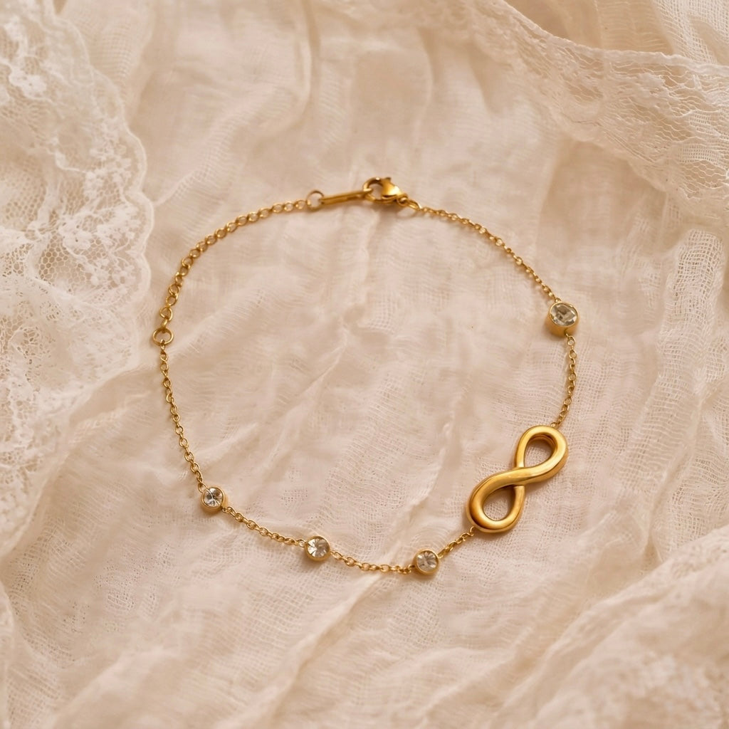 Prifine Infinity Wish Bracelet with silver-tone infinity charm and adjustable cord on a white background.