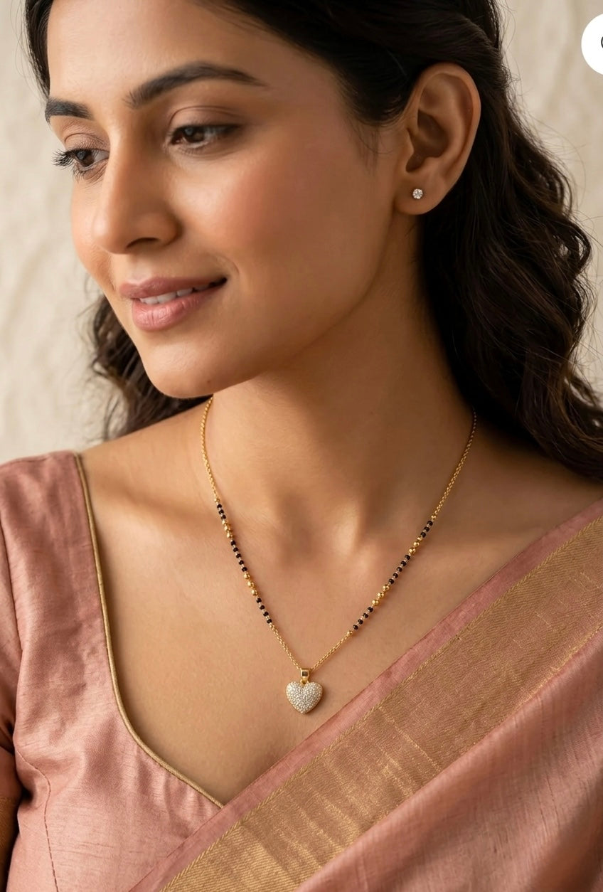 Golden Heart Charm Mangalsutra