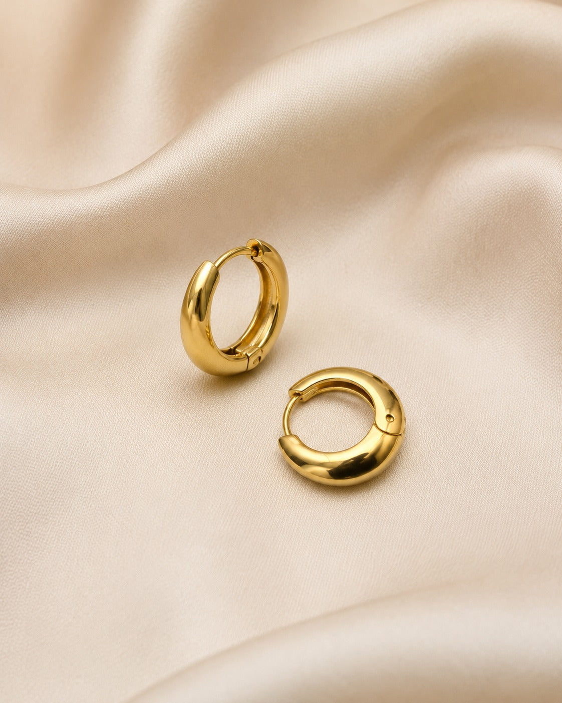 18K Gold-Plated Bold Gold Huggie Hoop Earrings