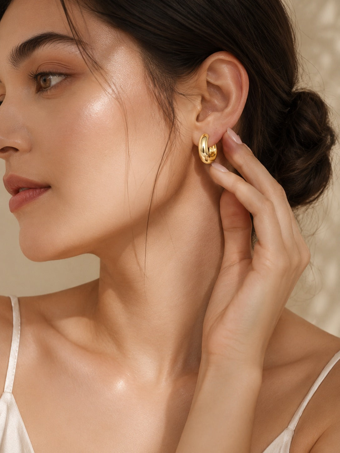 18K Gold-Plated Bold Gold Huggie Hoop Earrings