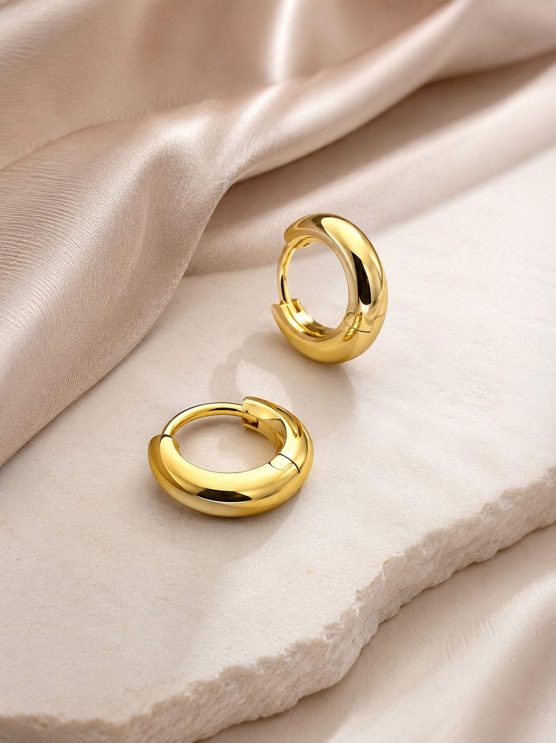 18K Gold-Plated Bold Gold Huggie Hoop Earrings